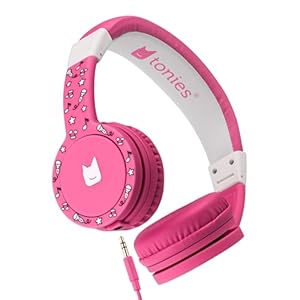 Tonies Foldable Wired Headphones for Kids – Comfortably Designed to fit On-Ear – Works with Toniebox 1 and All 3.5mm Devices – Pink