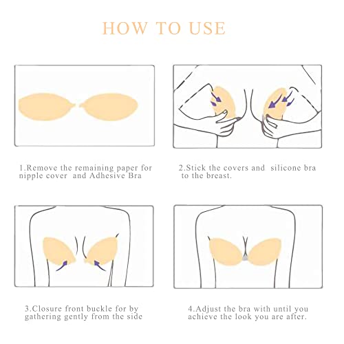 Emoet Silicone Bra Inserts Adhesive Bra,Gel Breast Enhancers,Clear Sticky Breast Pads With Nipple Covers For Breast Lift #TOP7