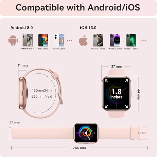 Aeac 1.85" HD Smartwatch for Women (Pink) – Bluetooth Calling & Alexa — view 9