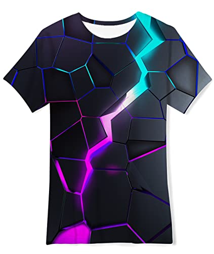 Photo de Fanient Enfants T-Shirts Garçons Filles Unisexe Imprimer T-Shirt 3D Lava Crack Graphique Drôle T-Shirt pour L'été 13-14 Ans L