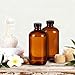 3 Pack,16 OZ Amber Glass Bottles Boston Round Sample Refillable Bottles with Black Caps, Perfect Glass Containers for kombucha, Secondary Fermentation,Storing condiment,Homemade Essential Oils