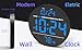 Digital Wall Clock with Large LED Display, Date, Temperature, Auto-Brightness | Small [PLUG-IN] Clock | Modern Electric Wall Clock for Bedroom, Classroom, Living Room, Home, Office, Farmhouse - Blue