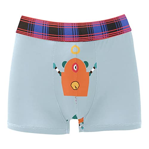 Vintage Funny Cartoon Robot Men's Breathable Trunks Underwear Personalized Boxer Brief Multicolor #TOP28