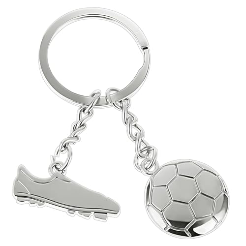 JUGUTA Porta-chaves de futebol, presentes futebol crianças porta-chaves pequeno de basebol presente para homens mulheres meninos e meninas homem, prateado