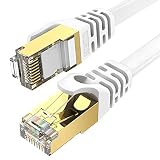 Ercielook Cat 7 Ethernet Cable 50 ft, High Speed Shielded Flat Internet Cable with Clips, Faster Tha