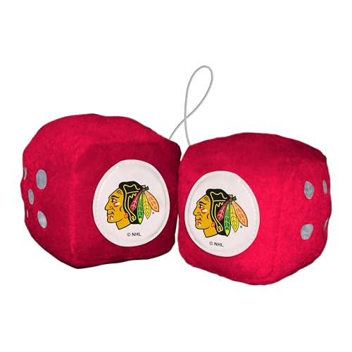 FANMATS 32003 Chicago Blackhawks Team Color Fuzzy Dice Décor 3