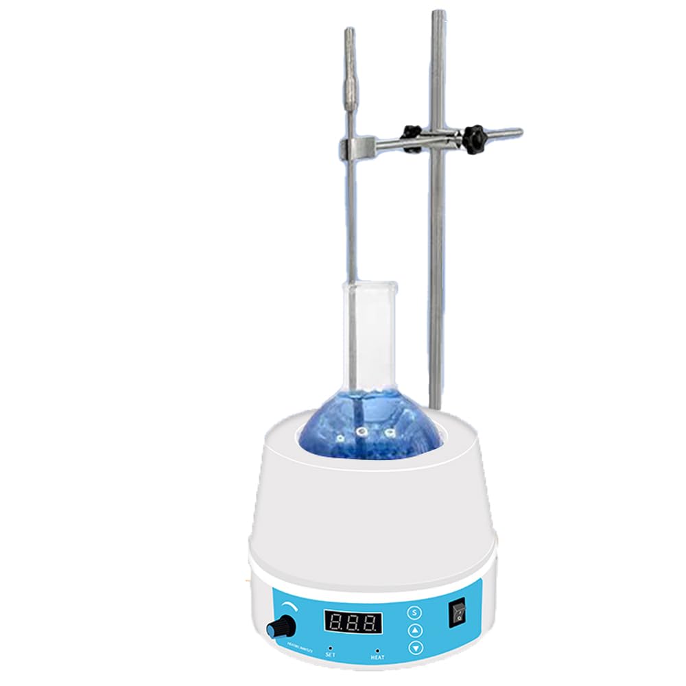 Manta Calefactora de 500 ml con Agitación Magnética, Electromantas de Calentamiento y Agitación Ajustables, 0-2000 RPM, Control de Temperatura Inteligente
