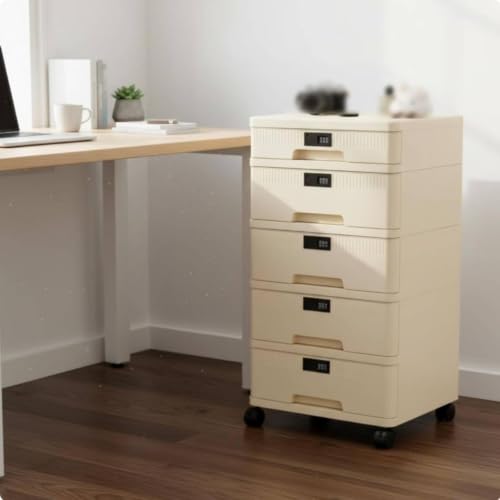 Image of HEAVENGLOW Desktop File Cabinet with Lock Dustproof Lockable Desktop Cabinet A4 Size Compatible Locking Storage Drawer for Students, Dorm Room Tall 5-Layer