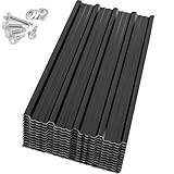 Metal Roof Panels 60.63X16.77 in 10 PCS Galvanized Steel Corrugated Tin Roofing Panels Gazebo Top Cover Garages,Black