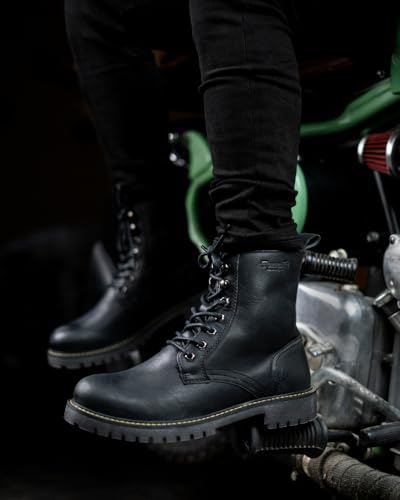 Image of Trip Machine Company Premium Leather Men's Motorcycle Riding Boots - Derby | 3 Point Protection | Ankle, Toe & Heal Protectors | CE Certified | Light Weight | Anti Slip Sole | Lifestyle Boots