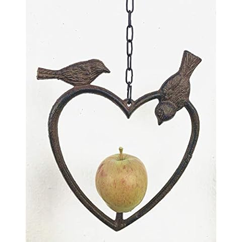 spring life Cast Iron Heart Shape Wild Bird Hanging Fruit Feeder (Brown) Cover