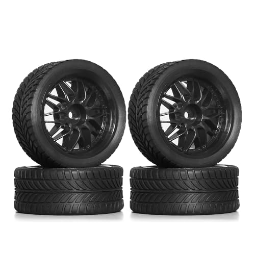 RC�J�[�p�^�C�� For HPI For Kyosho For Tamiya XV02 XV01 TA06 For TT01 For TT02 PTG2 1/10 �z�C�[���A�S���^�C���A12mm�Z�pRC�J�[�̌����ƏC��(Black)