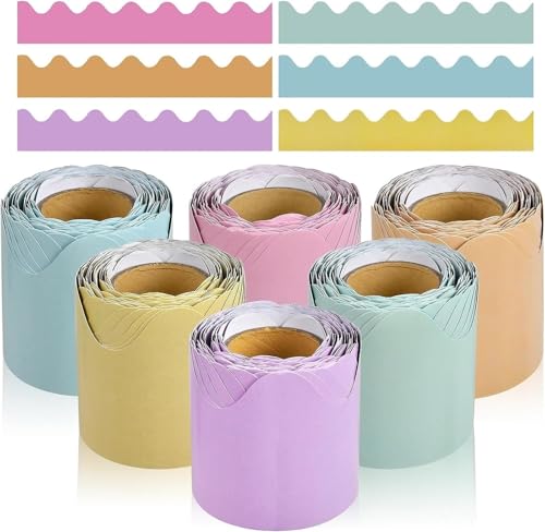 THE WHITE SHOP 6 Rolls 32.8 Ft Borders Classroom Bulletin, W...