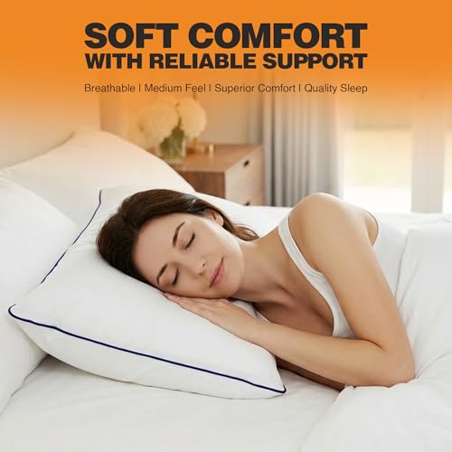 Image of CareFoam Cloud-Soft Microfiber Bed Pillows for Sleeping - 16x24 Inch Premium Standard Size Pillow Set with Breathable Organic Cotton Cover, Medium Firm Plush Support for Side, Back & Stomach Sleepers
