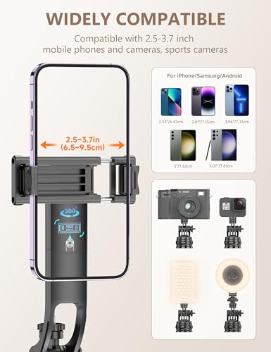 182CM Handy Stativ & Selfie Stick, Integriertes Ausziehbares Quad Stativ für Smartphone, Stabilität auf vier Achsen, Tragbarer Reisestativ-Ständer mit Fernbedienung für iPhone/Samsung/Android/Kamera 4