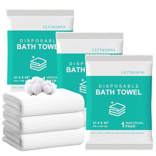 Cettkowns Disposable Bath Towels, Camping Towel, Gym Towel, Barber Towel, Large Size 27.5"x55", Portable, Thickened, Absorbent, Individually Packed for Travel, Hotel, Camping, Spa, Business (18 Count)