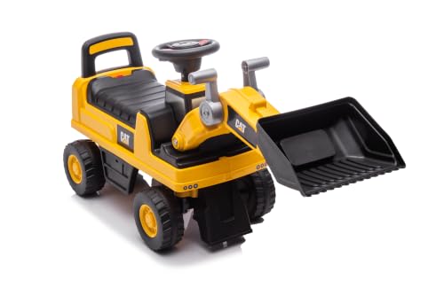 Image of Best Ride On Cars CAT Front Loader Push Car - Licensed Caterpillar Ride-On Digger Toy for Kids with Rotating Bucket & Under-Seat Storage - Construction Vehicle for Toddlers