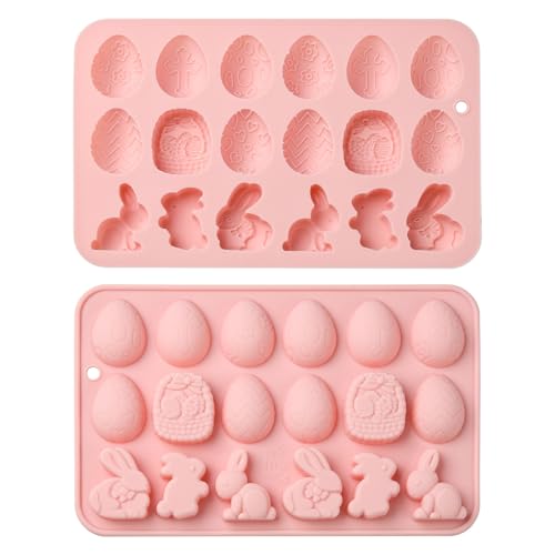 UR URLIFEHALL 2 Pièces Moules en Silicone de Pâques Forme Œuf Lapin Moules à Chocolat pour Fondant Bonbons Gelée Glaçons Gâteau Fête Décoration Alimentaire