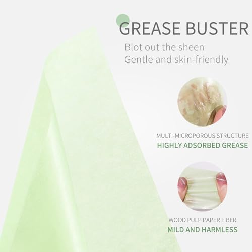 Folhas de borrão de óleo para rosto com espelho e puff, 300 folhas de absorção de óleo facial, papel