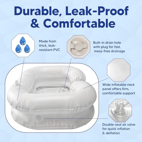 Lavabo gonflable ergonomique et plateau de shampooing portable de lit - 2