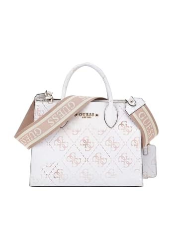 GUESS Rea High Society Satchel Bag White Ombre Logo