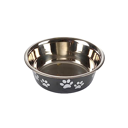Stainless Steel Bowl with Paw Print Design D21/17cm Glossy Black, 1 Stück (1er Pack)