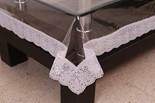 PVC Transparent Table Cover with White Lace – 2 Seater Center Table, 48″x48″ inches Square (Exact Size) PVC Transparent Table Cover with White Lace – 2 Seater Center Table, 48″x48″ inches Square (Exact Size)