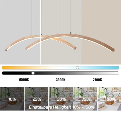 Suspension bois LED d'exception avec télécommande pour grand salon