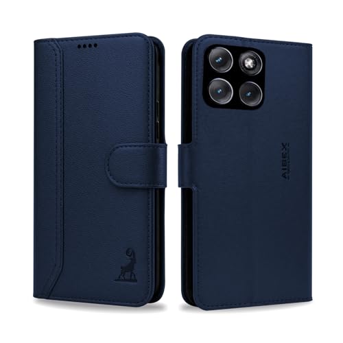 Image of AIBEX Compatible for Motorola Edge 70 Pro Plus 5G / Motorola Edge 70 Pro 5G Flip Cover Leather Finish | Inside TPU with Card Pockets | Wallet Stand | Complete Protection Flip Case Blue