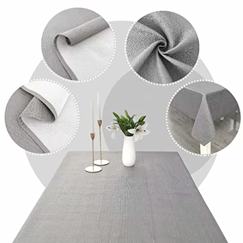 Mikiup Faux Linen Rectangle Tablecloth - Waterproof And Washable Slubby Textured Weaves Table Cloth, Indoor & Outdoor Table Cover For Kitchen Party And Banquets, Light Grey 58 X 84 Inch #TOP6