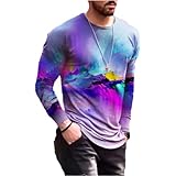  T-Shirt Herren Slim Fit Rundhals Druck Langarmshirts Für Herren Casual Modern All-Match Mode Shirt Herren Jugend Trend All-Match Longsleeve Tops Herren CT-63 XL