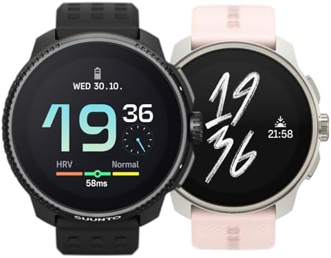 Reloj deportivo Race GPS con pantalla táctil AMOLED de 1,43" todo negro y reloj deportivo SUUNTO Race S GPS con pantalla táctil AMOLED de 1,32" rosa polvo