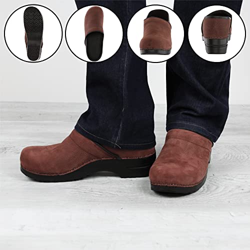 Sanita Pro Textured Oiled Professional Clogs For Men - Arch Support, Durable, Closed-Back Slip-On Shoes - Antique Brown, Mens 8.5-9 #TOP1