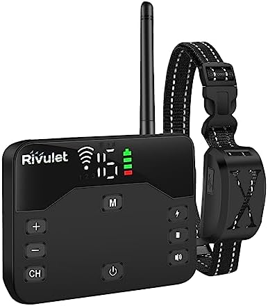 Rivulet Wireless Dog Fence System Electric Dog Fence Training Collar w/Remote 2-in-1, Wireless Dog Fence Containment, Adjustable Vibration & Shock, Rechargeable Pet Fence for Small Medium Large Dogs