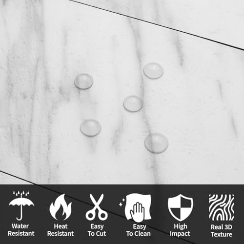 AULIGET 3" x 6" Subway Tile Peel and Stick Backsplash, Thick PVC Stick on Wall Tiles for Backsplash Kitchen, Bathroom, Laundry Room, Camper, Fireplace (100, White Marble)