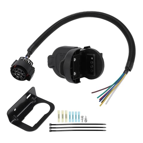 PARSLUCK Universal 7 Way Trailer Hitch Harness Plug Kit Trailer Wiring Harness Connector 7 Blade and 4 Flat Adapter Converter for RV Truck Vehicle Connection by PARSLUCK - Used condition - US$19.68