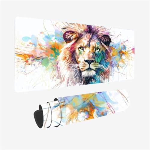 Zhxizscc - Farbe Mauspad 800 x 400 x 3mm Schreibtischunterlage LöWe Mousepad mit Vernähte Kanten und rutschfeste Gummibasis, WassXerdicht XXL Mauspad PC Zubehör, Home Office Deko, Geschenke für Männer,Model245