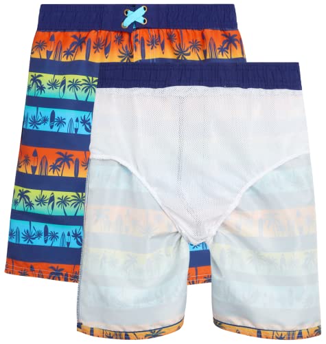 Quad Seven Boys' Rashguard Set - Short Sleeve Swim Shirt And Bathing Suit Set (4 Piece), Size 12, Surf Club/Surf Beach #TOP5