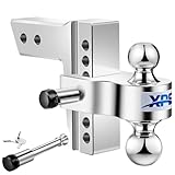 XPE Adjustable Trailer Hitch Fits 2.5" Receiver,6 Drop/Rise Chrome Plated Steel Tow Balls(2" X 2-5/1