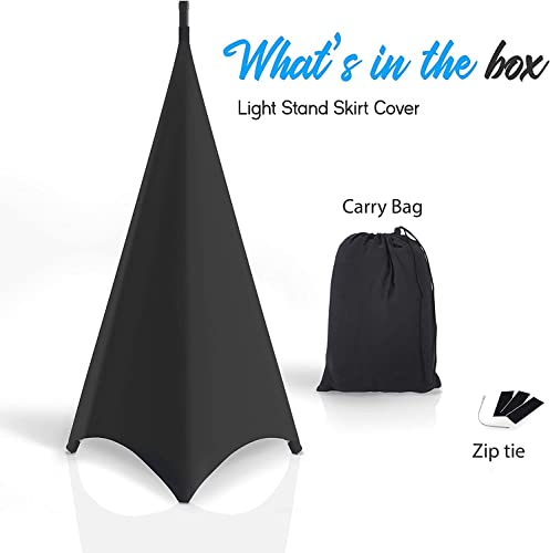 Pyle Universal Lighting Tripod Stand Scrim - Dj Light Speaker Stand Skirt Tripod Scrim Cover W/Hook And Loop Stretchable Lycra Spandex Material - Straps, Bag - For On Stage/Event Use #TOP6