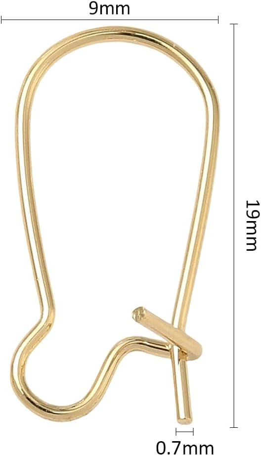 BENECREAT 5 Pairs 14K Gold Filled Kidney Earring Hooks Kidney Ear Wires Findings for DIY Jewelry Making - 19x9mm - Image 2