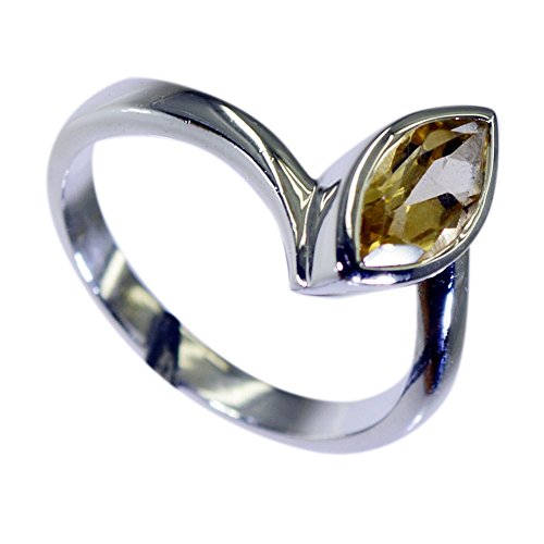 Bague citrine véritable argent marquise : bijoux design astrologique