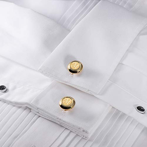Hawson A-Z Cufflinks For Men And Women, Gold Color Engraved Initial Letter Cuff Links For French Shirt, Gift For Normal And Business Wearing - M #TOP3