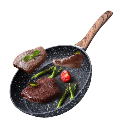 Woobroo 28cm Non-Stick Small Frying Pan with Sturdy Handle - Anti-Scratch, Anti-Stain, Cast Aluminium, Induction Hob Compatible, PFOA Free, Black