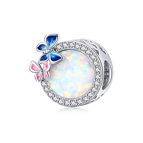 Opal Butterfly Charm Beads Sparkling Round Beads Suitable for All Kinds of Bracelets and Necklaces