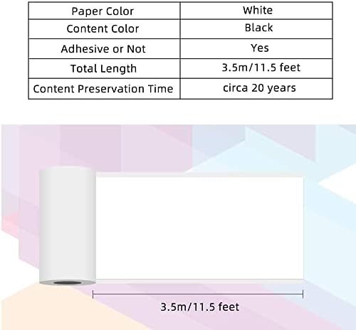 Phomemo M02 Thermal Paper White 20 Years Retainable Set of 3 Self-Adhesive Printer Paper for Phomemo M02 M02S M02-Pro M03 Sticker Maker