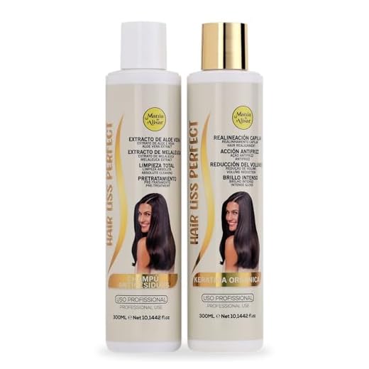 Keratina Alisado Brasileño Kit Keratina Orgánica Brasileña para Alisar el Cabello Efecto Inmediato Hair Liss Perfect contiene un frasco de Champú Antirresiduos y un frasco de Keratina 2 x 300 ml.