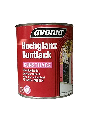 Avania Hochglanz Buntlack/gelb / 750 ml/Kunstharzlack für Innen und Außen/Malerqualität v. Fachmann für Holz, Putz,Beton, Mauerwerk, Kunststoff,Eisen, Stahl, Metall,Zink, Aluminium, Kupfer