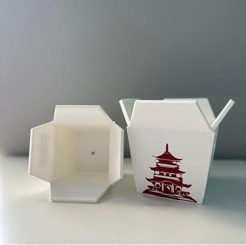 Miniatura 6 de Plant Pot for Indoor Plants, Chinese Take Out Box White Whit Two Chopsticks (Free) 3D Printed - Unique Planter for Indoor with Drainage Hole - Made
