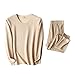 Dry Fit Boxer Uomini Donne Tinta unita Due Pezzi Set Biancheria Intima Termica Stretch Top e Pantaloni Set Caldo Morbido Pigiameria Riscaldamento Tuta Compleanno Camicie Ragazzi, Beige, 3XL